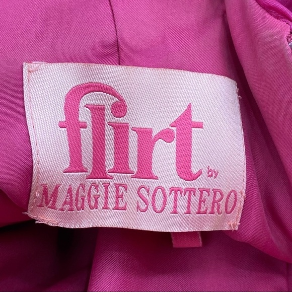 Flirt by Maggie Sottero Jeweled Y-Back Fuchsia Pink Ruched Gown Size 0 - Picture 9 of 9